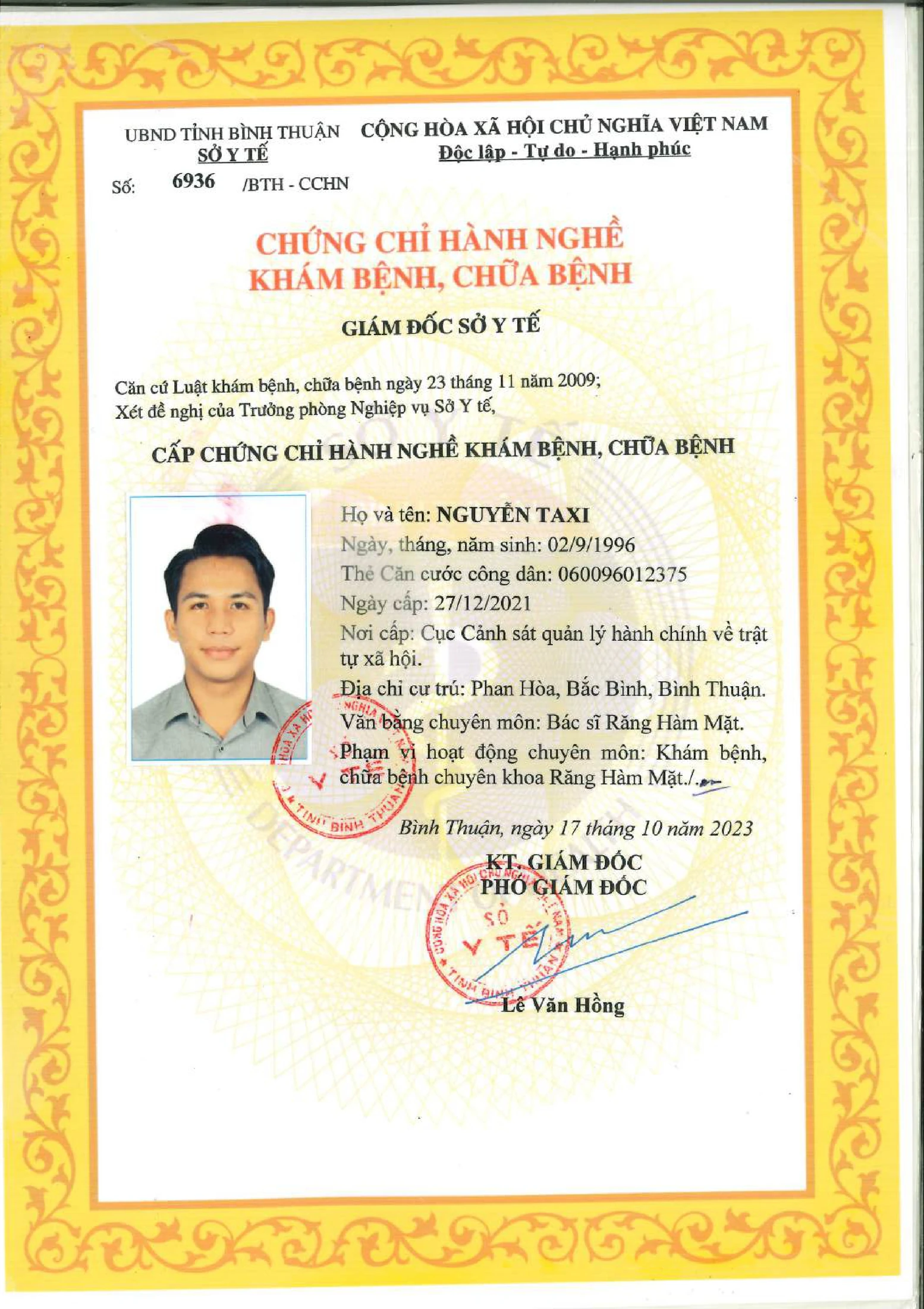 Chứng Chỉ Hành Nghề Khám Bệnh, Chữa Bệnh Chuyên Khoa RHM