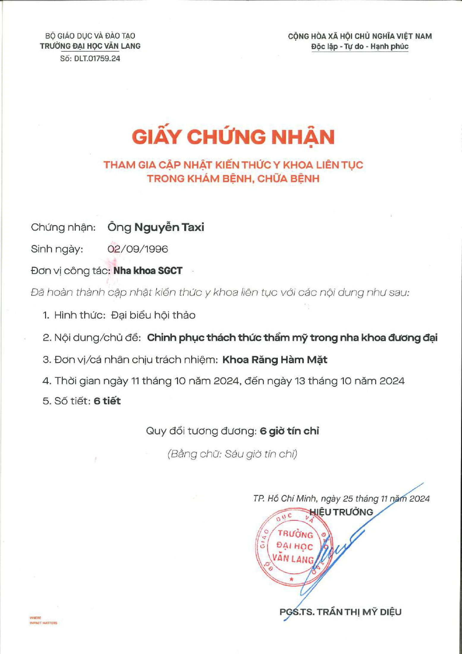 Chứng Chỉ Cấy Ghép Nha Khoa (Dental Implantology)