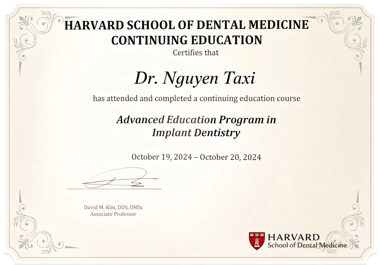 Certificate of Continuing Education – Harvard Dental