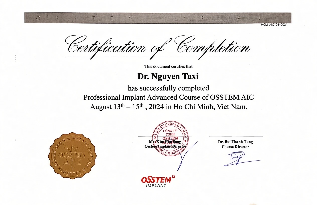 Certificate of AIC Implant Master Course