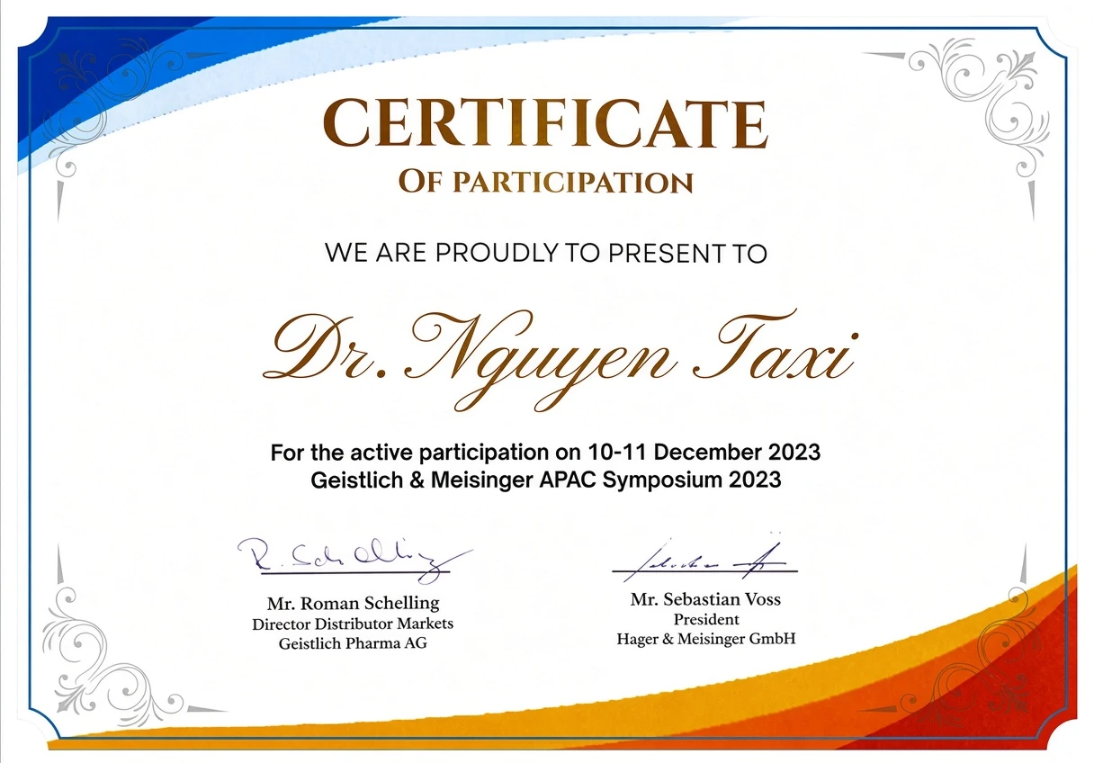 Certificate of Attendance – APAC Implant Symposium