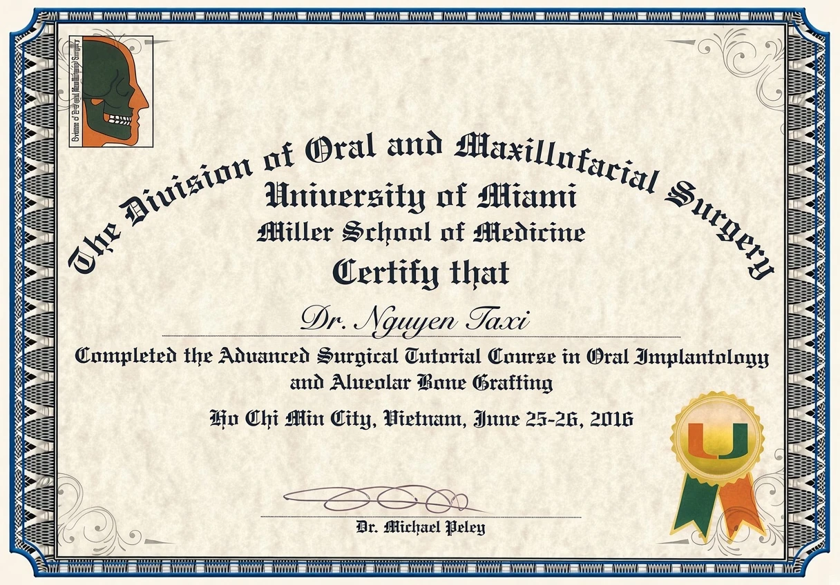 Certificate of Advanced Oral Surgery & Minor Trauma
