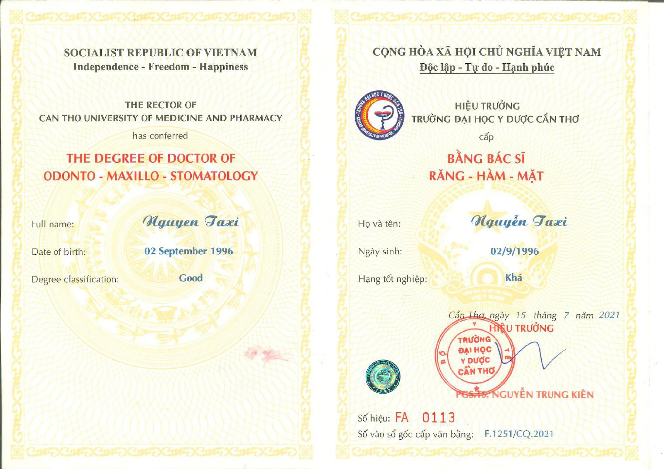 Bảng Điểm & Quyết Định Công Nhận Tốt Nghiệp Bác Sĩ