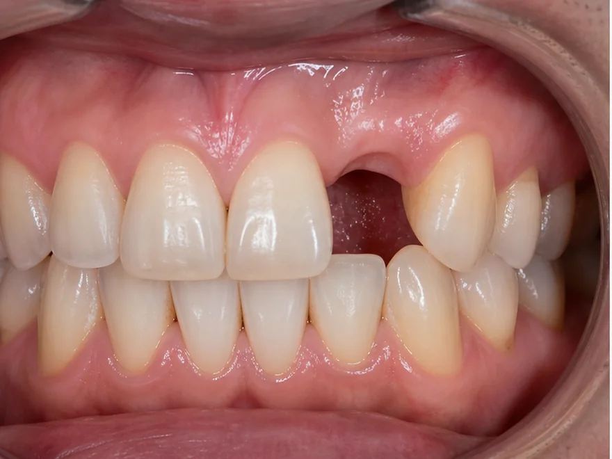 Tình trạng mất một răng cửa bên hàm trên trước khi trồng răng Implant đơn lẻ tại Sante