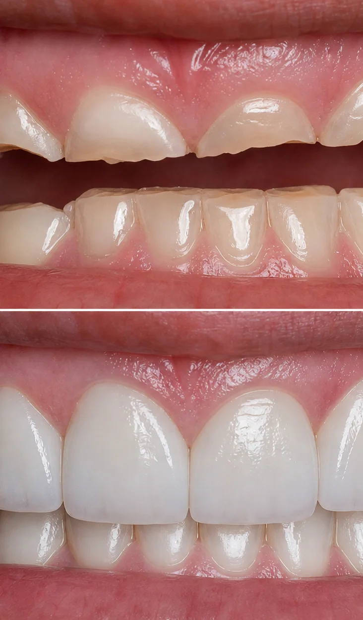 Dán sứ Veneer phục hồi răng bị mòn vẹt tái tạo đường cười thẩm mỹ tại Sante Hospital