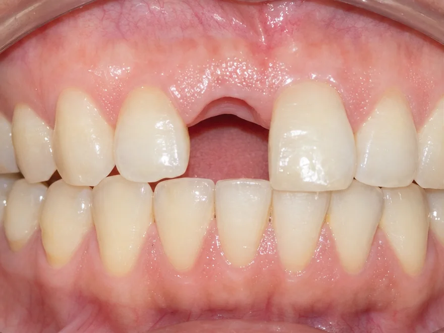 Tình trạng mất một răng cửa trước khi trồng răng Implant đơn lẻ tại Sante