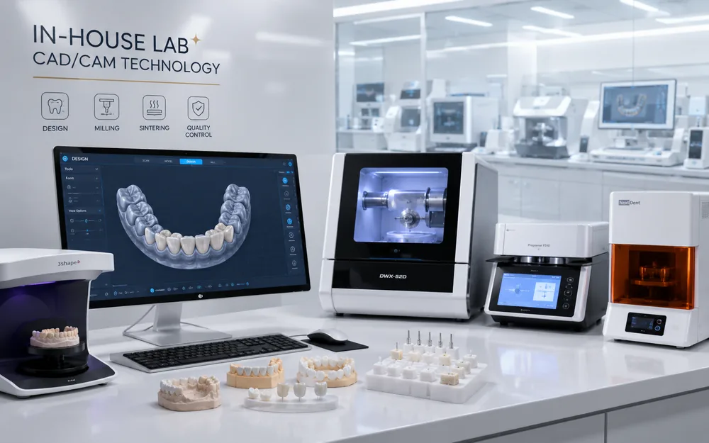 Hệ thống chế tác răng sứ In-house Lab CAD/CAM Bệnh viện Sante