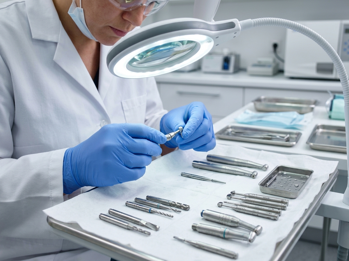 Séchage et contrôle de précision sous loupes de microchirurgie
