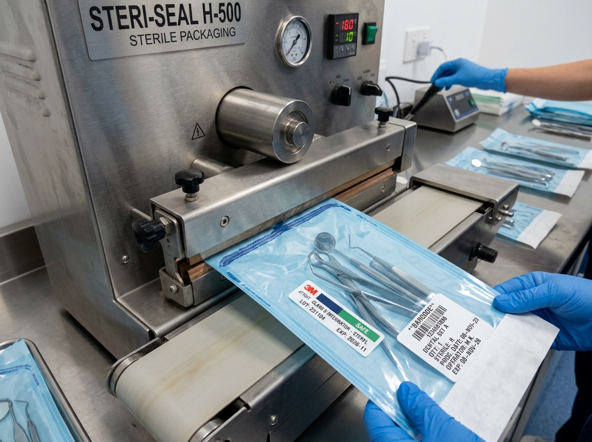 Emballage sous sachet thermosoudé avec intégrateur chimique de classe 5